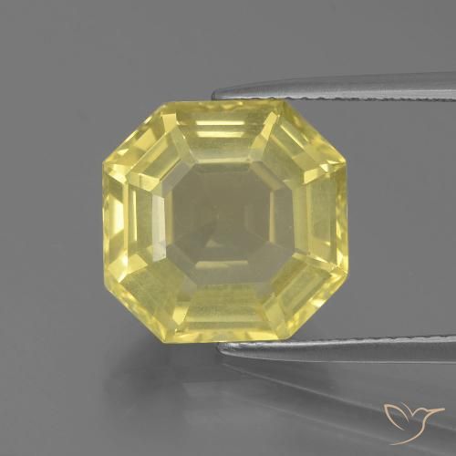 7.26ct 天然 ライトイエロー 石英, エメラルドカット, VS