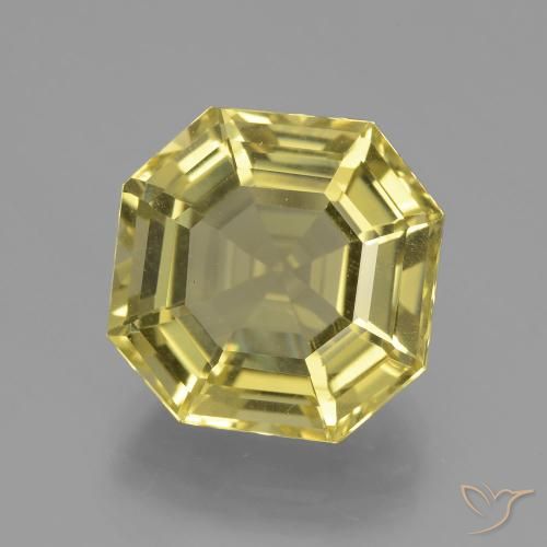 9.24ct 天然 ミディアム薄いイエロー 石英, エメラルドカット, VVS-VS