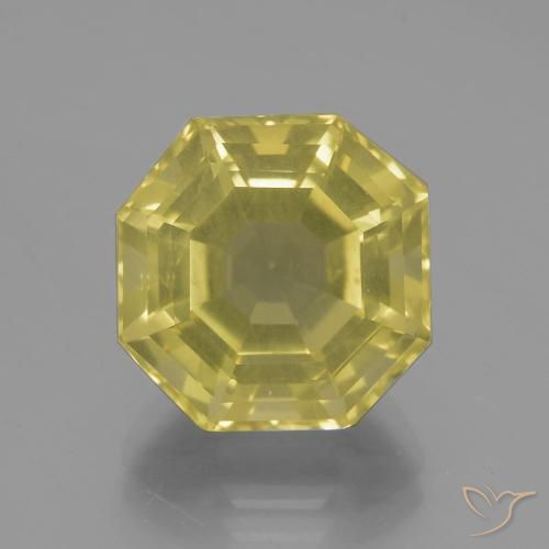 9.13ct 天然 薄いイエロー 石英, エメラルドカット, VVS-VS