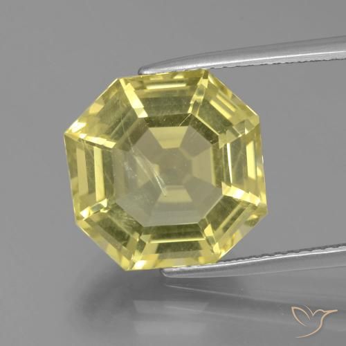 7.95ct 天然 ミディアムイエロー 石英, エメラルドカット, VS-SI
