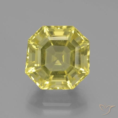 8.34ct 天然 薄いイエロー 石英, エメラルドカット, VVS