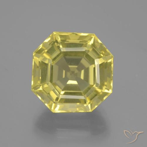 11.40ct 天然 薄いパイナップルイエロー 石英, エメラルドカット, VVS
