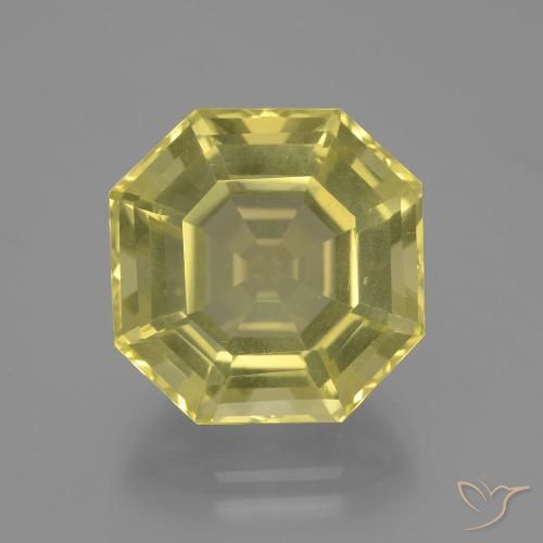 12.01ct 天然 薄いパイナップルイエロー 石英, エメラルドカット, VVS