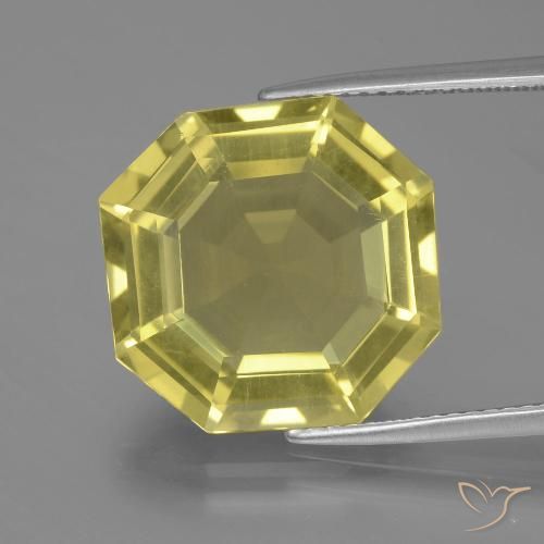 11.80ct 天然 薄いパイナップルイエロー 石英, エメラルドカット, VVS-VS
