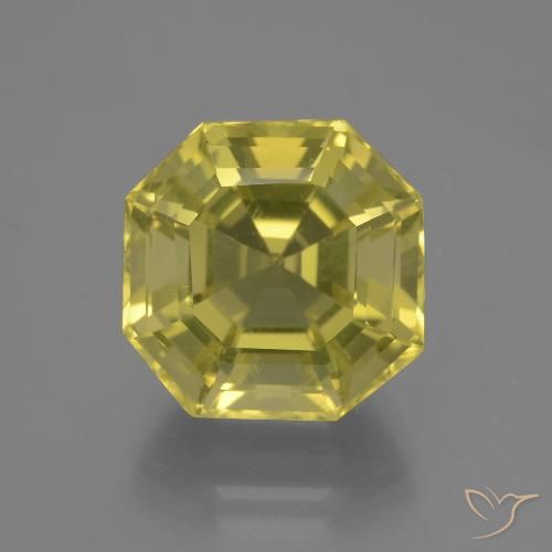 11.44ct 天然 ライトイエロー 石英, エメラルドカット, VVS-VS