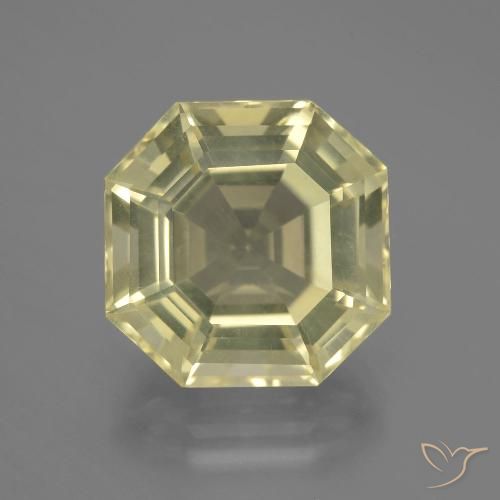 11.54ct 天然 ミディアム薄いイエロー 石英, エメラルドカット, VVS