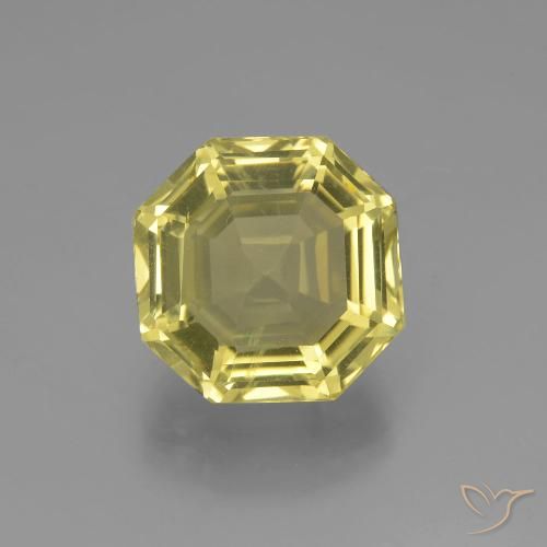 8.16ct 天然 ライトイエロー 石英, エメラルドカット, VVS