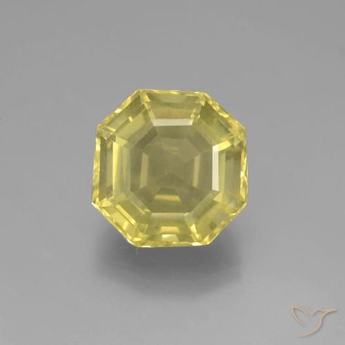 5.65ct 天然 ライトイエロー 石英, エメラルドカット, VVS-VS