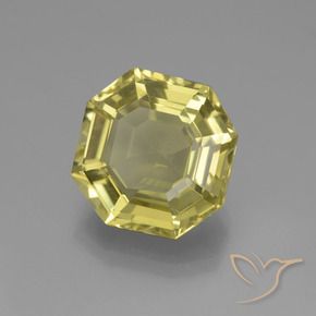 7.35カラットの天然薄いパイナップルイエロー石英、八角形 / エメラルドカット、VVS-VS