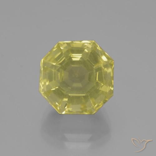 9.14ct 天然 薄いイエロー 石英, エメラルドカット, VS