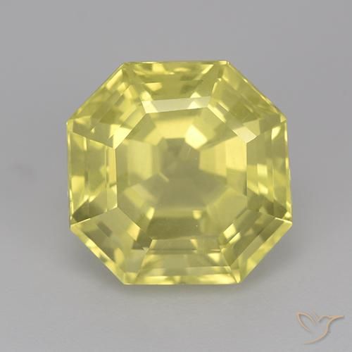 7.16ct 天然 薄いイエロー 石英, エメラルドカット, VVS