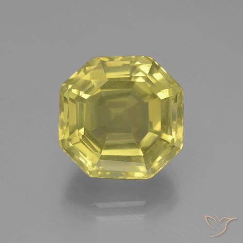6.52ct 天然 薄いイエロー 石英, エメラルドカット, VVS-VS