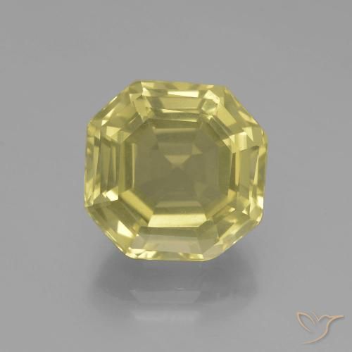 5.54ct 天然 ライトイエロー 石英, エメラルドカット, VVS-VS