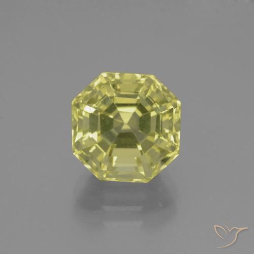 4.55ct 天然 ライトイエロー 石英, エメラルドカット, VVS