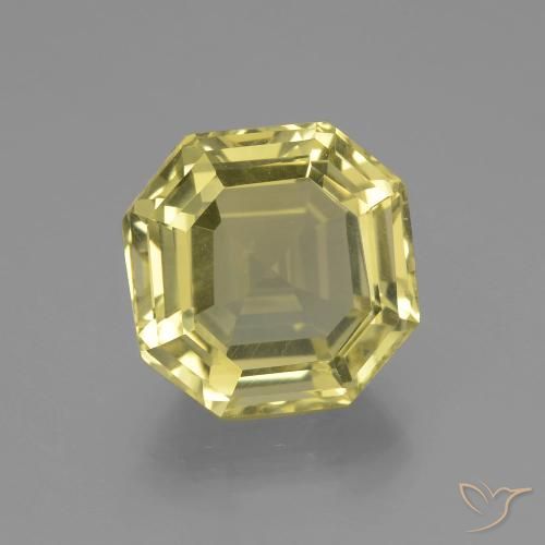 7.03ct 天然 薄いイエロー 石英, エメラルドカット, VVS-VS