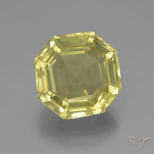 7.70ct 天然 ラグナイエロー 石英, エメラルドカット, VVS