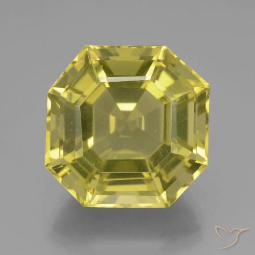 21.73ct 天然 ミディアム薄いイエロー 石英, エメラルドカット, VVS