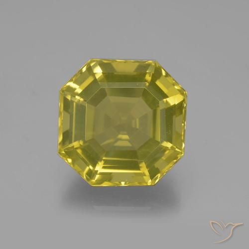 11.35ct 天然 ミディアムイエロー 石英, エメラルドカット, VVS