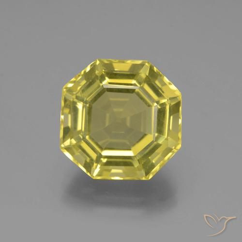 8.05ct 天然 パイナップルイエロー 石英, エメラルドカット, VVS