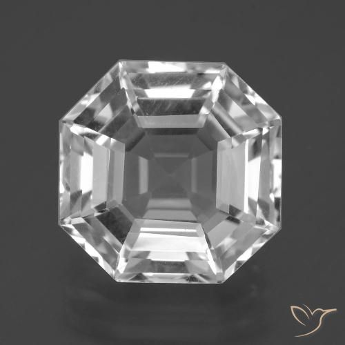 11.00ct 天然 クリアホワイト 石英, エメラルドカット, VVS-VS