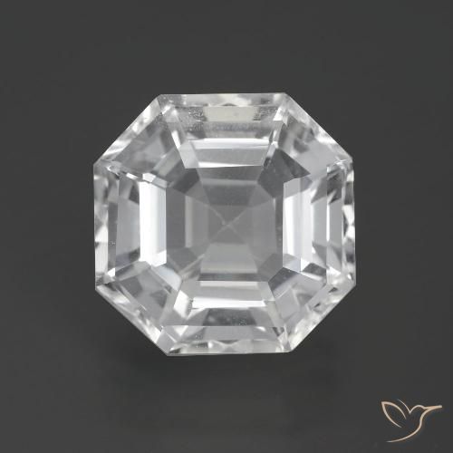 11.12ct 天然 クリアホワイト 石英, エメラルドカット, VVS-VS