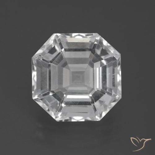 9.63ct 天然 クリアホワイト 石英, エメラルドカット, VVS-VS
