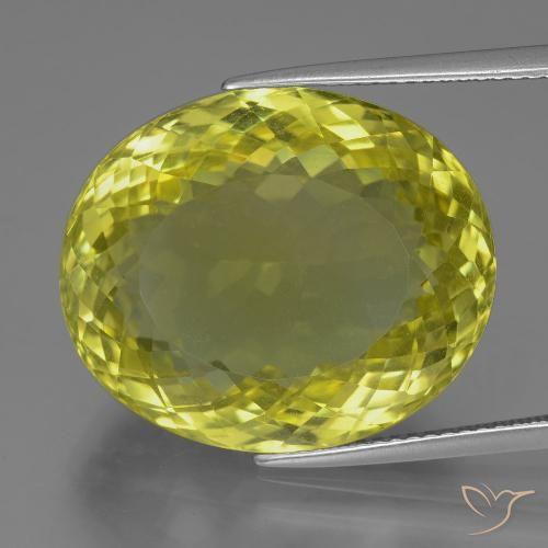 30.47ct 天然 ミディアムイエロー 石英, 楕円形, VVS