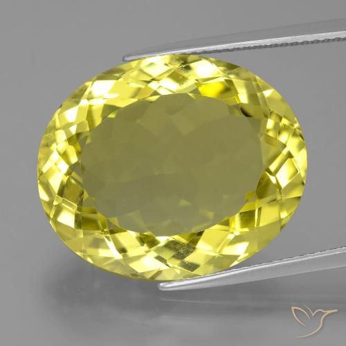 24.07ct 天然 ミディアムイエロー 石英, 楕円形, VVS