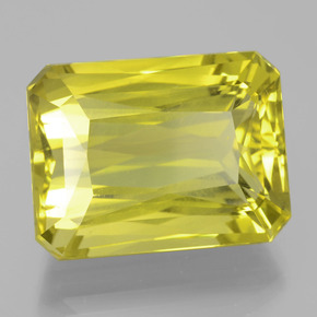27.44カラットの天然レモンクォーツ（20.1×15.1 mm・エメラルドカット）