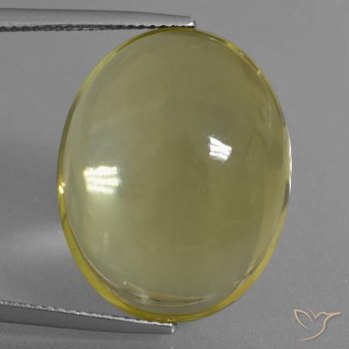 28.53ct 天然 ライトイエロー 石英, 楕円形, 透明