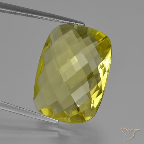 14.63ct 天然 ライトイエロー 石英, クッション, VVS