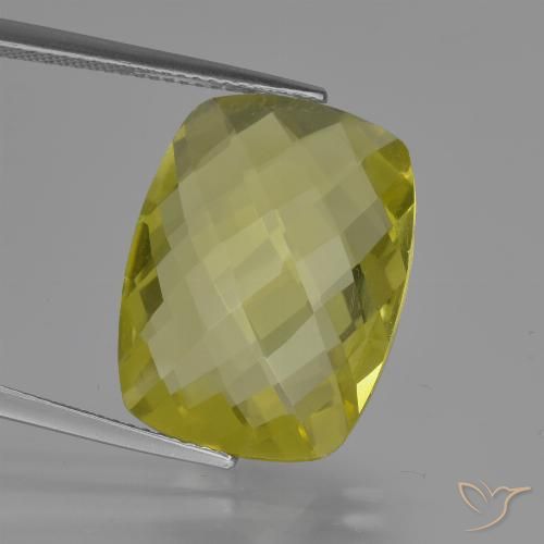 14.01ct 天然 ライトイエロー 石英, クッション, VVS