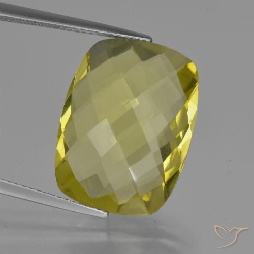 15.22ct 天然 ライトイエロー 石英, クッション, VVS