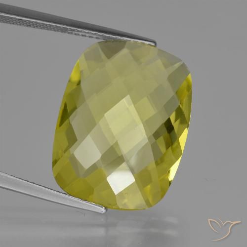 14.69ct 天然 パイナップルイエロー 石英, クッション, VVS