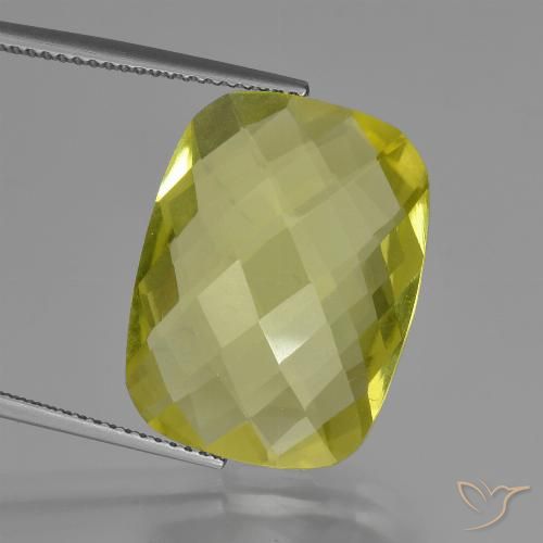 14.91ct 天然 ライトイエロー 石英, クッション, VVS