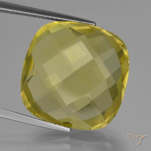 25.83ct 天然 パイナップルイエロー 石英, クッション, VVS