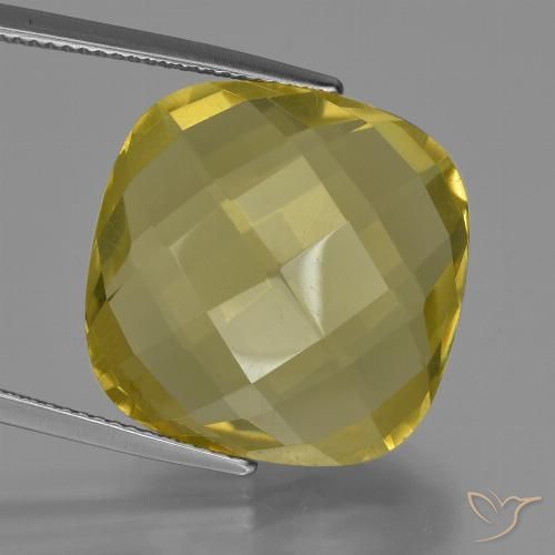 24.24ct 天然 ライトイエロー 石英, クッション, VVS