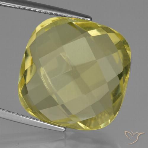 26.65ct 天然 パイナップルイエロー 石英, クッション, VVS