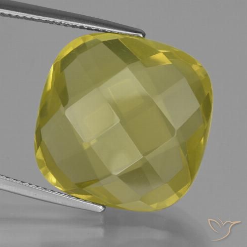 26.94ct 天然 ミディアム薄いイエロー 石英, クッション, VVS