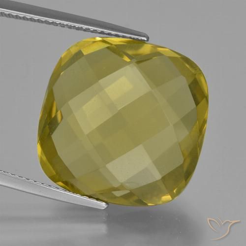 25.94ct 天然 ライトイエロー 石英, クッション, VVS-VS