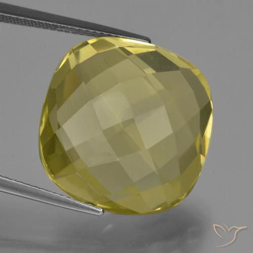 27.25ct 天然 ライトイエロー 石英, クッション, VVS-VS