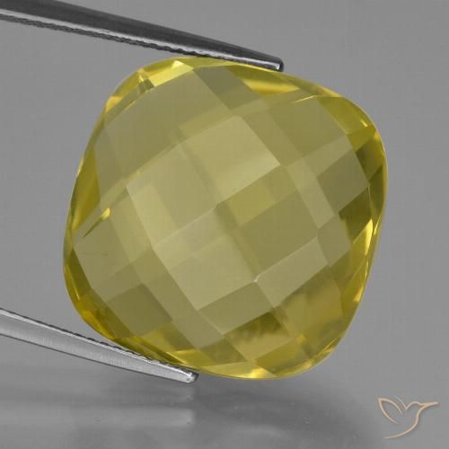 27.14ct 天然 ライトイエロー 石英, クッション, VVS-VS