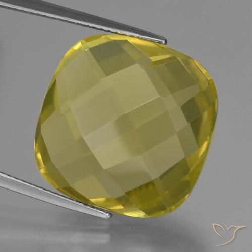 25.93ct 天然 ミディアム薄いイエロー 石英, クッション, VVS-VS