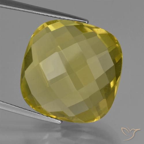 25.37ct 天然 パイナップルイエロー 石英, クッション, VVS