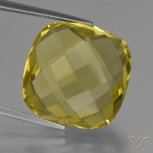 26.11ct 天然 ミディアム薄いイエロー 石英, クッション, VVS-VS