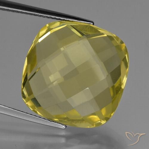 24.91ct 天然 パイナップルイエロー 石英, クッション, VVS-VS