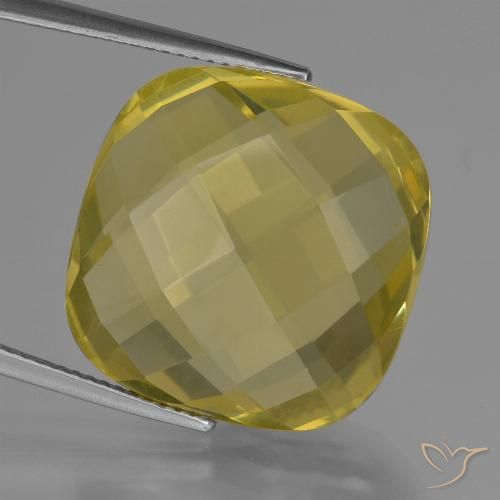 27.80ct 天然 ミディアム薄いイエロー 石英, クッション, VVS-VS