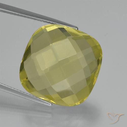 27.42ct 天然 ライトイエロー 石英, クッション, VVS-VS