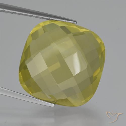 27.69ct 天然 ライトイエロー 石英, クッション, VVS-VS