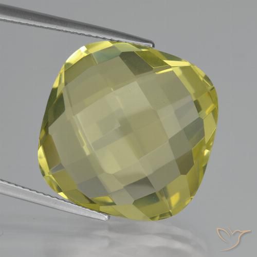 26.45ct 天然 パイナップルイエロー 石英, クッション, VVS